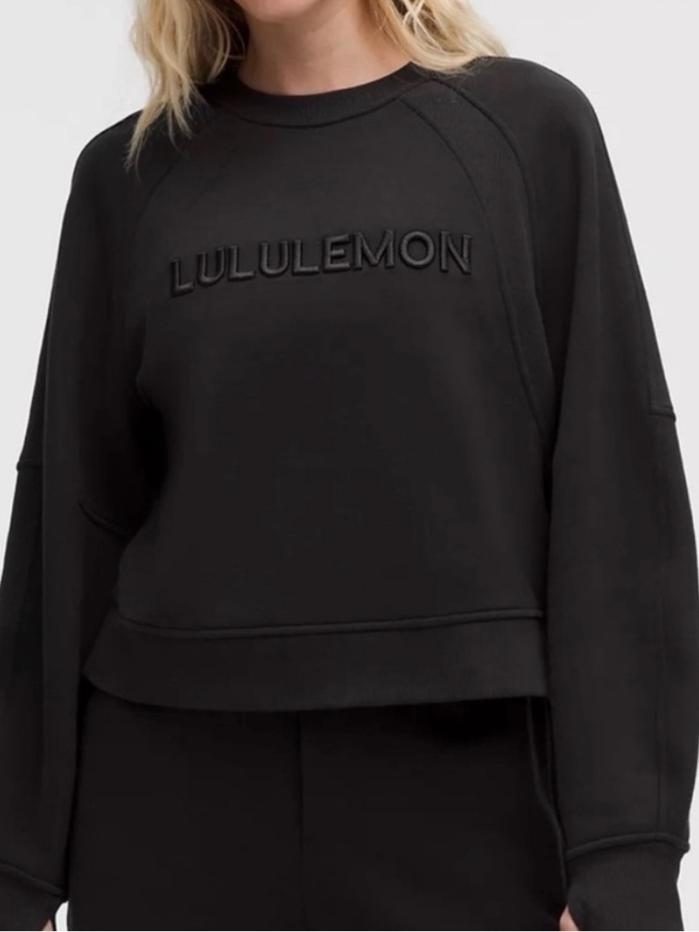 lululemon athletica Black Scuba Embroidered Logo Crew Sweatshirt Never used